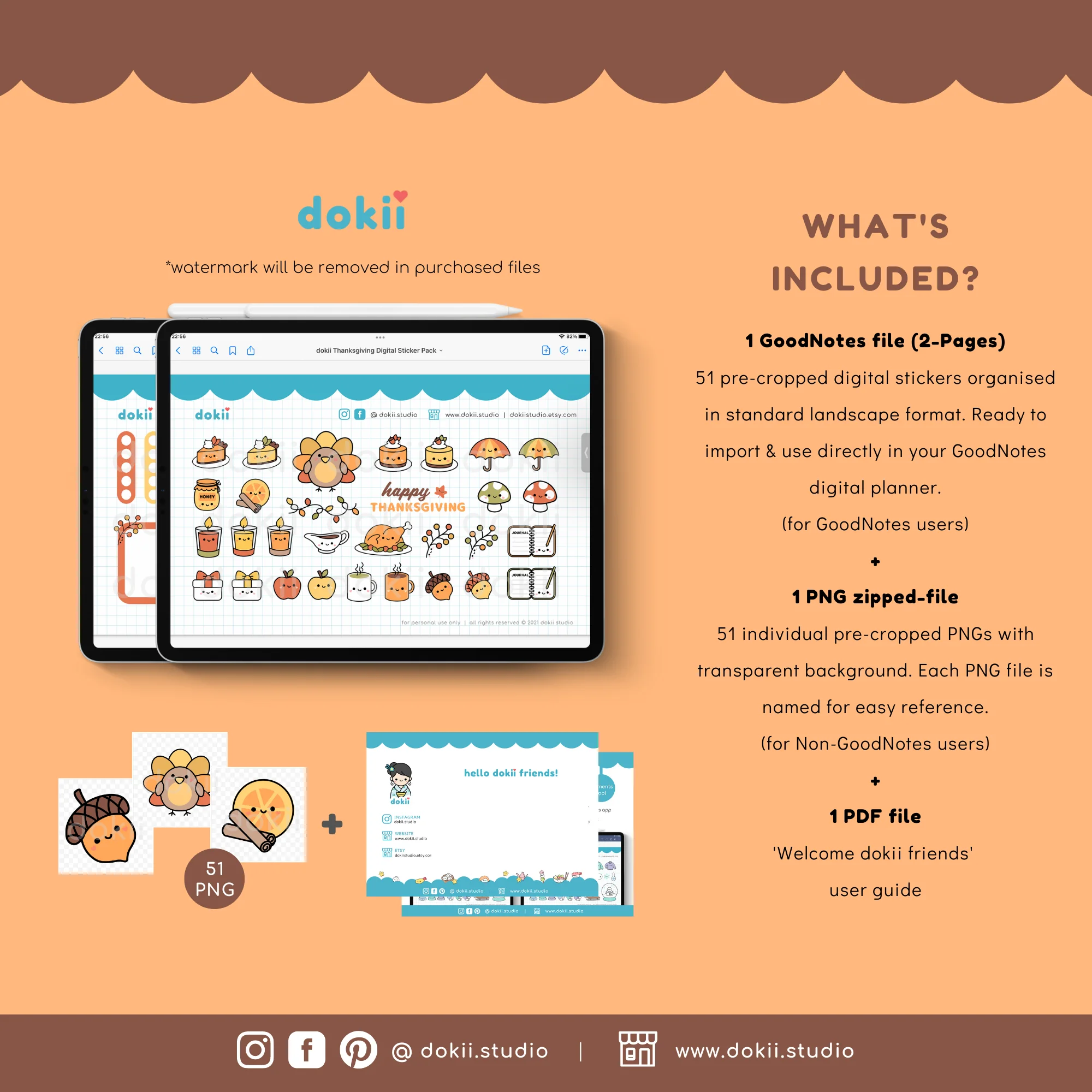 Happy Thanksgiving digital stickers dokii.studio website (2)