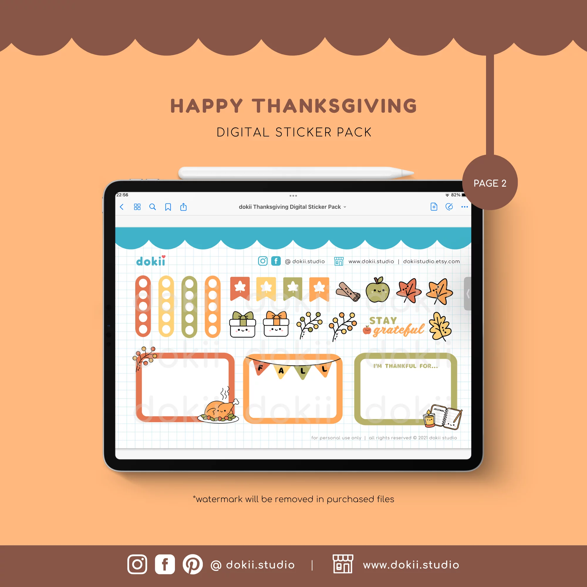 Happy Thanksgiving digital stickers dokii.studio website (4)