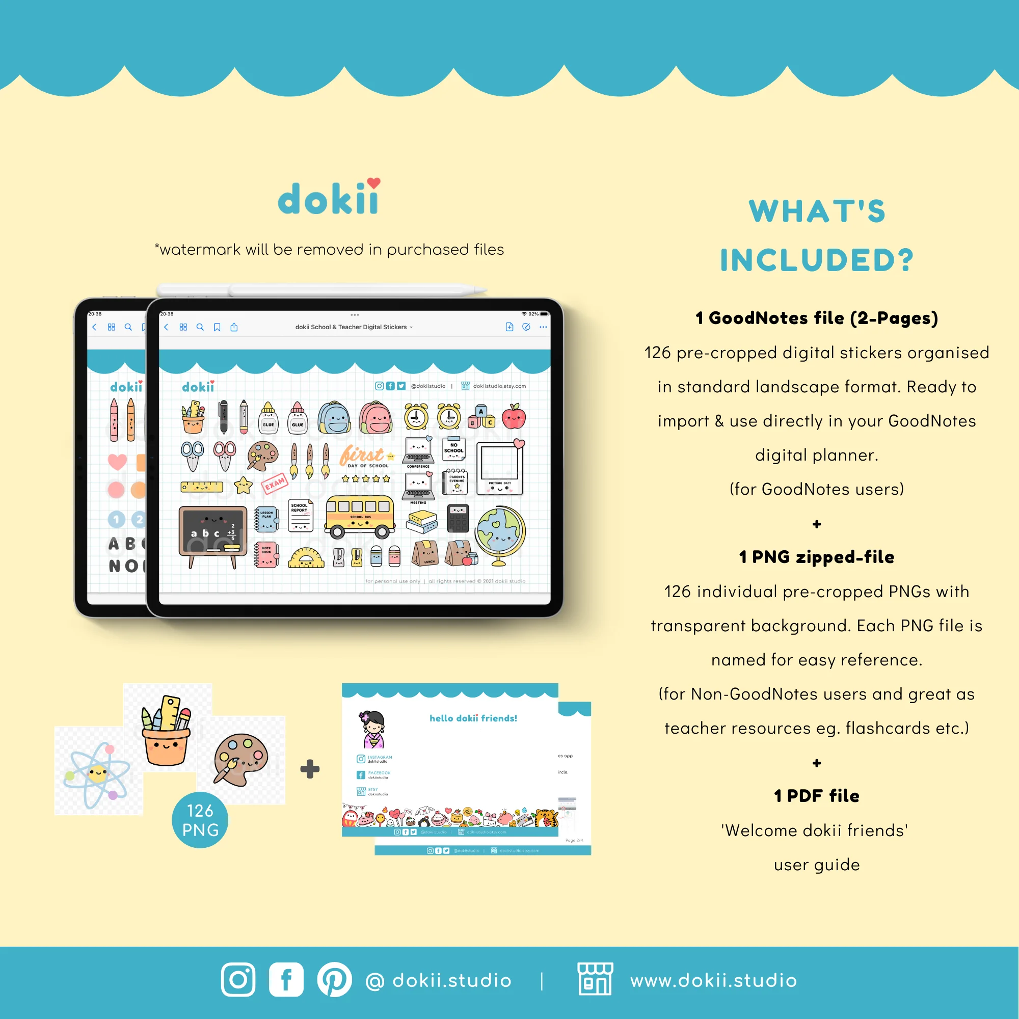 School & Teacher digital stickers dokii.studio website