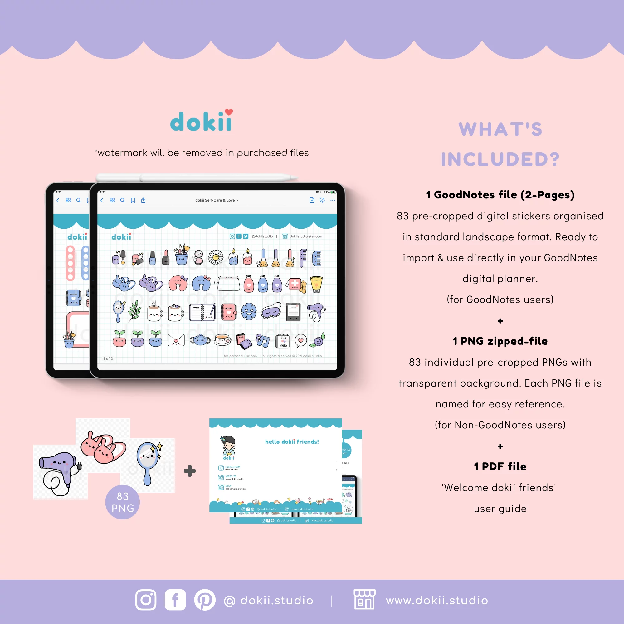 Self-Care & Love digital stickers dokii.studio website (2)