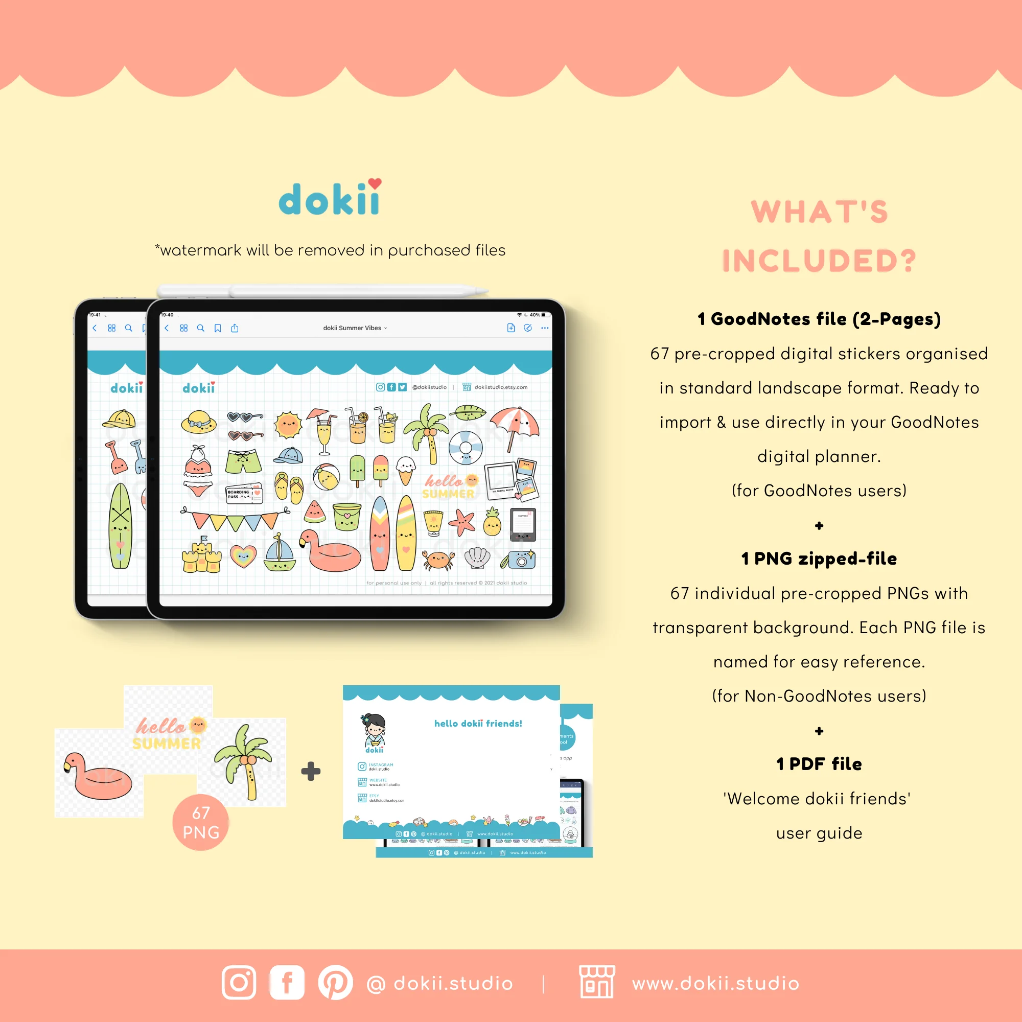 Summer Vibes digital stickers dokii.studio website (2)