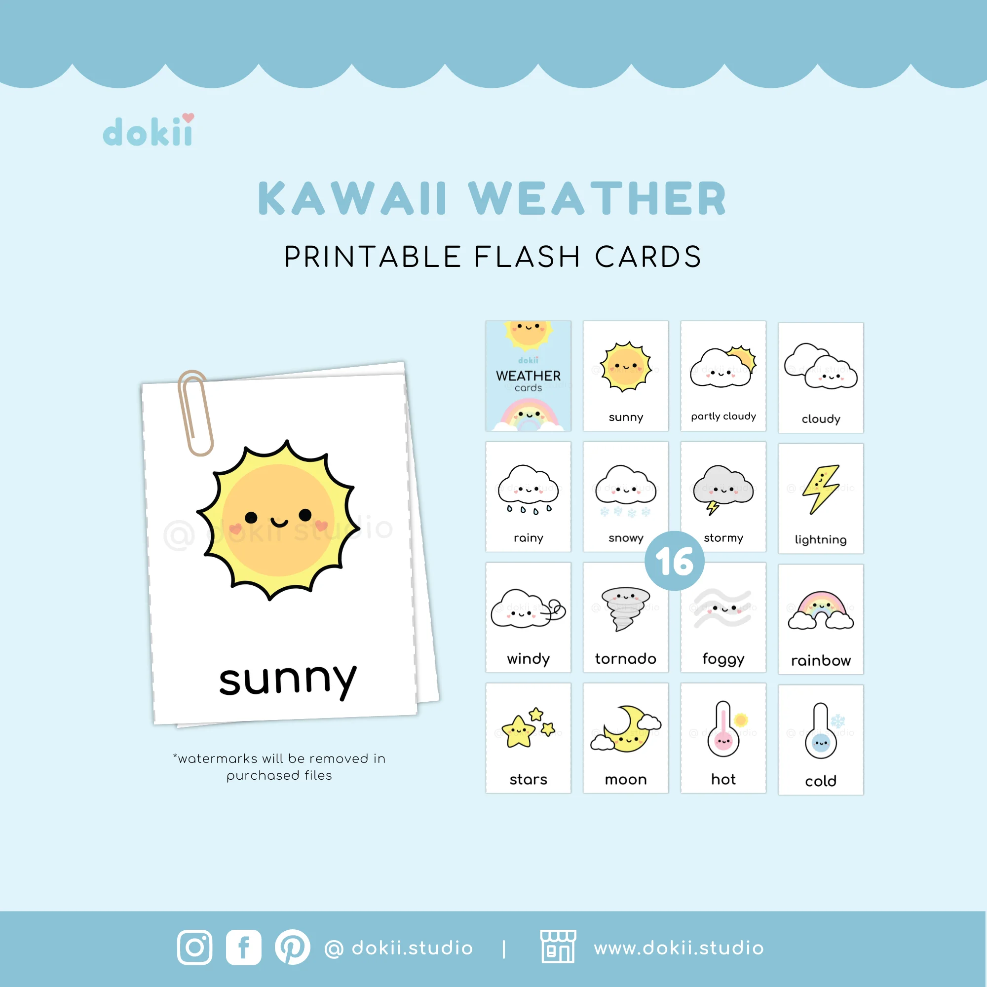 dokii weather flash cards 2